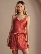[جينكو نبيذي] SilkSilky-SA Sleeveless V Neck مجموعة قميص قصير 006