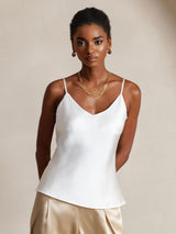 [أبيض] SilkSilky-SA Spaghetti Strap V Neck كامي 001
