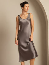 [كاكي غامق] SilkSilky-SA Sleeveless فساتين نسائية 007