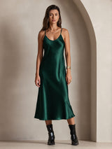 [أخضر غامق] SilkSilky-SA Sleeveless V Neck باس النوم 003