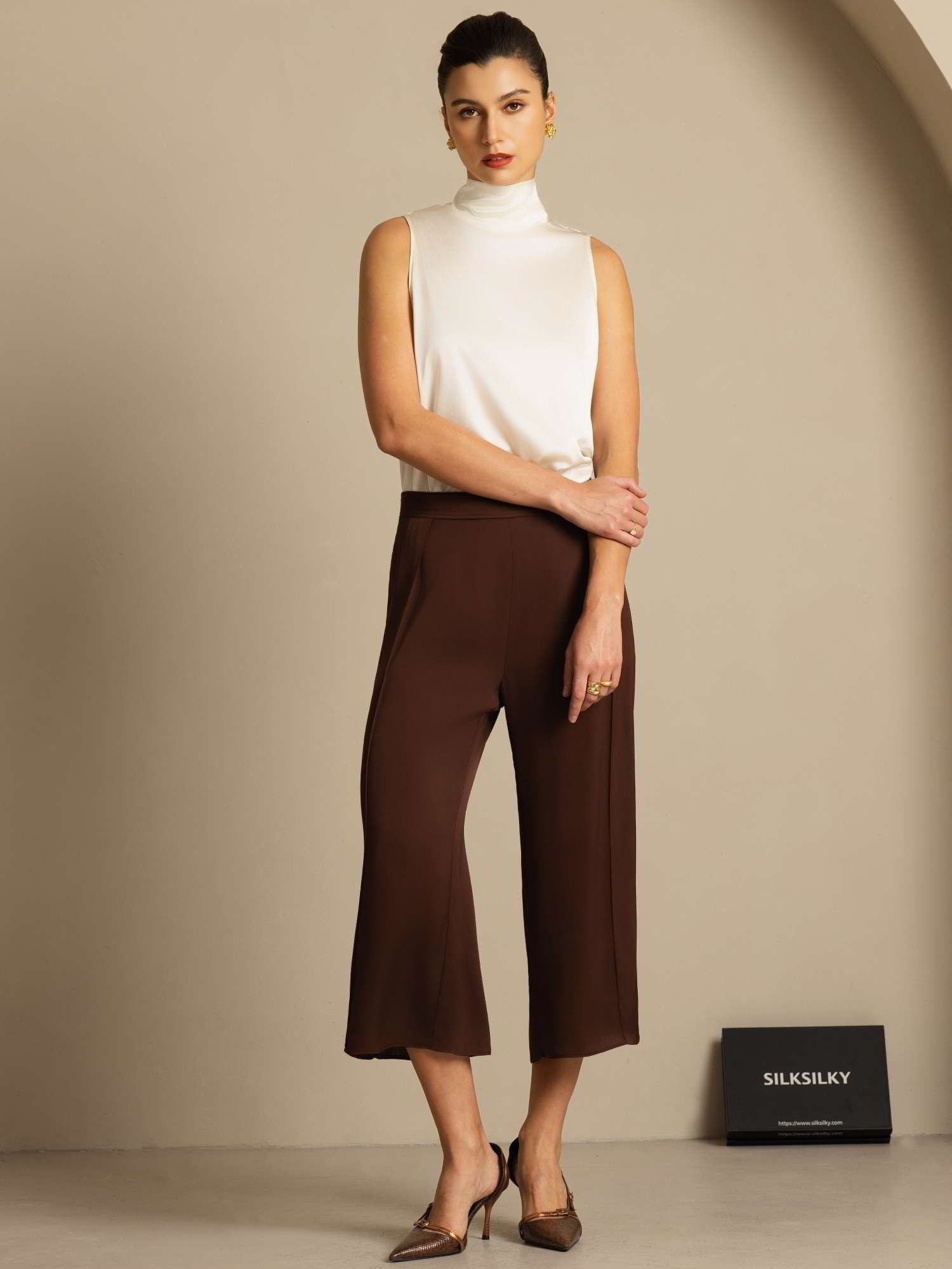 [عاج] SilkSilky-SA 19Momme الحرير تعادل الرقبة بلوزة 006