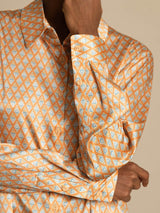 [أنماط زهرية] SilkSilky-SA Long Sleeve Lapel Collar بلايز نسائية 004