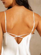 [أبيض] SilkSilky-SA Sleeveless V Neck باس النوم 005