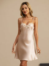 [لون القرنفل] SilkSilky-SA Sleeveless V Neck باس النوم 003