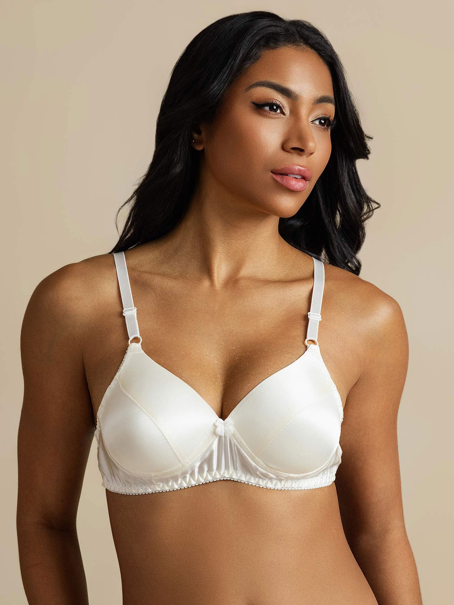 [أبيض] SilkSilky-SA الحرير الخالص Bra 007,