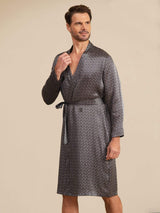 [الجنكة السوداء] SilkSilky-SA Long Sleeve V Neck رداء الحمام الرجالي 004