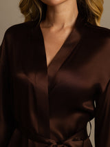 [قهوة] SilkSilky-SA 3/4 Sleeve رداء حمام نسائي 008