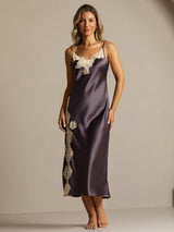 [رمادي أرجواني] SilkSilky-SA Sleeveless V Neck باس النوم 008