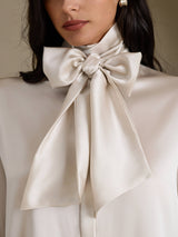 [رمادي فاتح] SilkSilky-SA Long Sleeve High Neck بلوزات نسائية 004