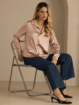 [توسكانا] SilkSilky-SA Long Sleeve Lapel Collar بلايز نسائية 006