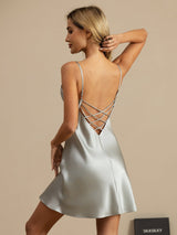 [أزرق فاتح] SilkSilky-SA Sleeveless V Neck باس النوم 001