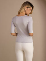[رمادي فاتح] SilkSilky-SA Half Sleeve تي شيرت نسائية 002
