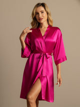 [وردة حمراء] SilkSilky-SA 3/4 Sleeve رداء حمام نسائي 005