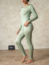 [أخضر] SilkSilky-SA Long Sleeve Round Neck ملابس داخلية طويلة نسائية 002