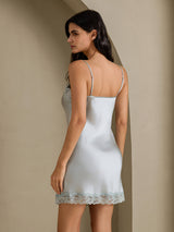 [أزرق رمادي] SilkSilky-SA Sleeveless V Neck باس النوم 002