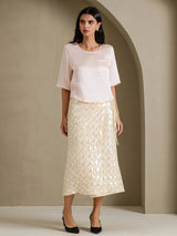 [لون القرنفل] SilkSilky-SA Half Sleeve تي شيرت نسائية 005