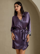 [رمادي أرجواني] SilkSilky-SA 3/4 Sleeve رداء حمام نسائي 003