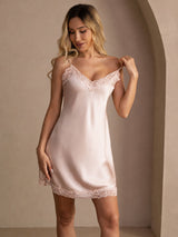 [لون القرنفل] SilkSilky-SA Sleeveless V Neck باس النوم 007