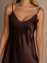 [بني] SilkSilky-SA Sleeveless V Neck باس النوم 004