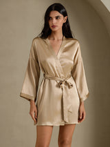 [ذهبي شمبانيا] SilkSilky-SA 3/4 Sleeve رداء حمام نسائي 001
