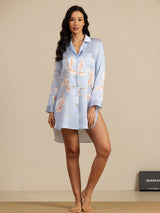 [أزرق فاتح] SilkSilky-SA Long Sleeve Lapel Collar باس النوم 005