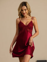 [خمر] SilkSilky-SA Sleeveless Deep V Neck باس النوم 003