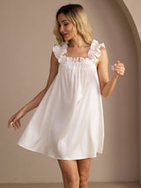 [أبيض] SilkSilky-SA Sleeveless Square Neck باس النوم 001