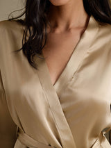 [ذهبي شمبانيا] SilkSilky-SA 3/4 Sleeve رداء حمام نسائي 004