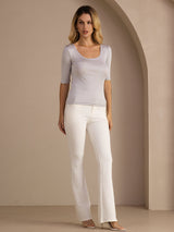 [رمادي فاتح] SilkSilky-SA Half Sleeve تي شيرت نسائية 005