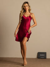 [خمر] SilkSilky-SA Spaghetti Strap V Neck باس النوم 006