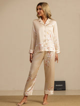 [شامبانيا] SilkSilky-SA Long Sleeve Lapel Collar طقم بيجامة نسائي 001