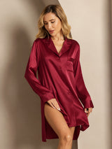 [خمر] SilkSilky-SA Long Sleeve Lapel Collar باس النوم 001