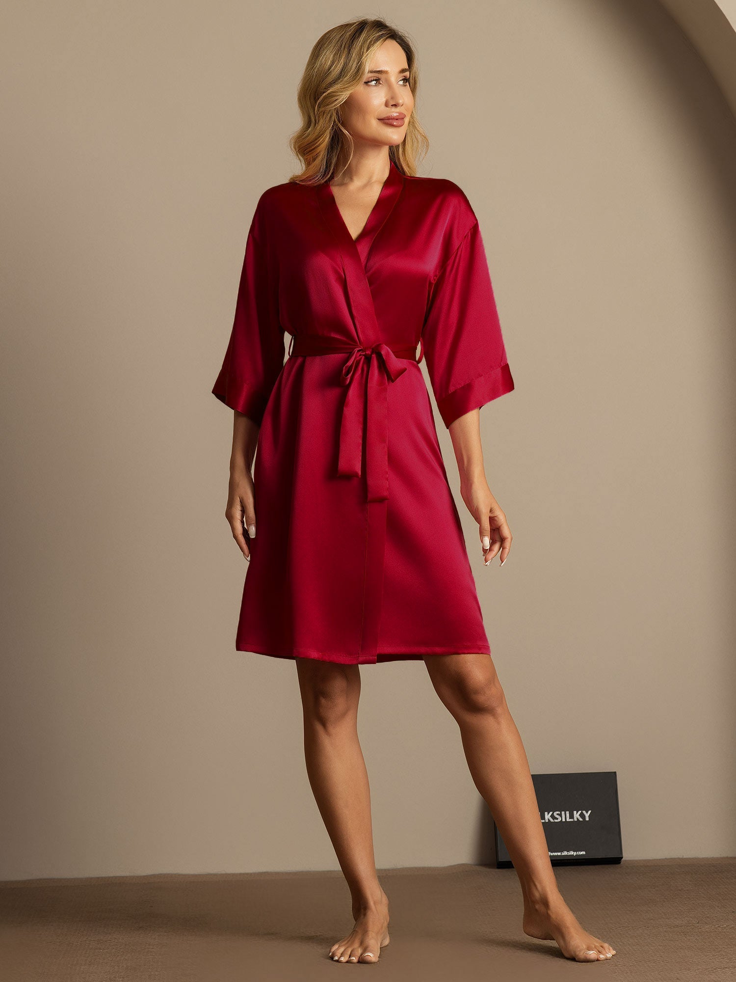 [خمر] SilkSilky-SA الحرير الخالص Womens Robe 006,