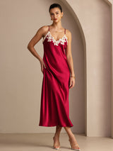 [خمر] SilkSilky-SA Sleeveless V Neck فساتين نسائية 003