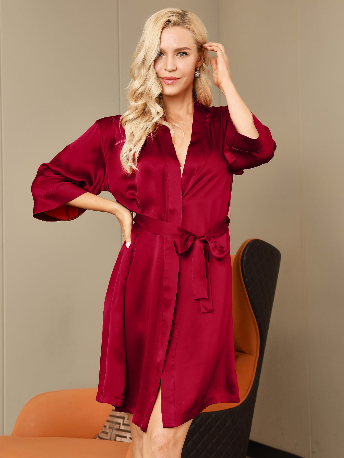 [خمر] SilkSilky-SA الحرير الخالص Womens Robe 005