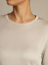 [رمادي] SilkSilky-SA Long Sleeve Crew Neck تي شيرت نسائية 004