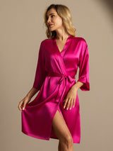 [وردة حمراء] SilkSilky-SA 3/4 Sleeve رداء حمام نسائي 001