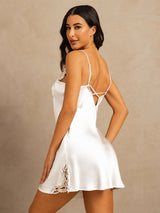 [أبيض] SilkSilky-SA Sleeveless V Neck باس النوم 002
