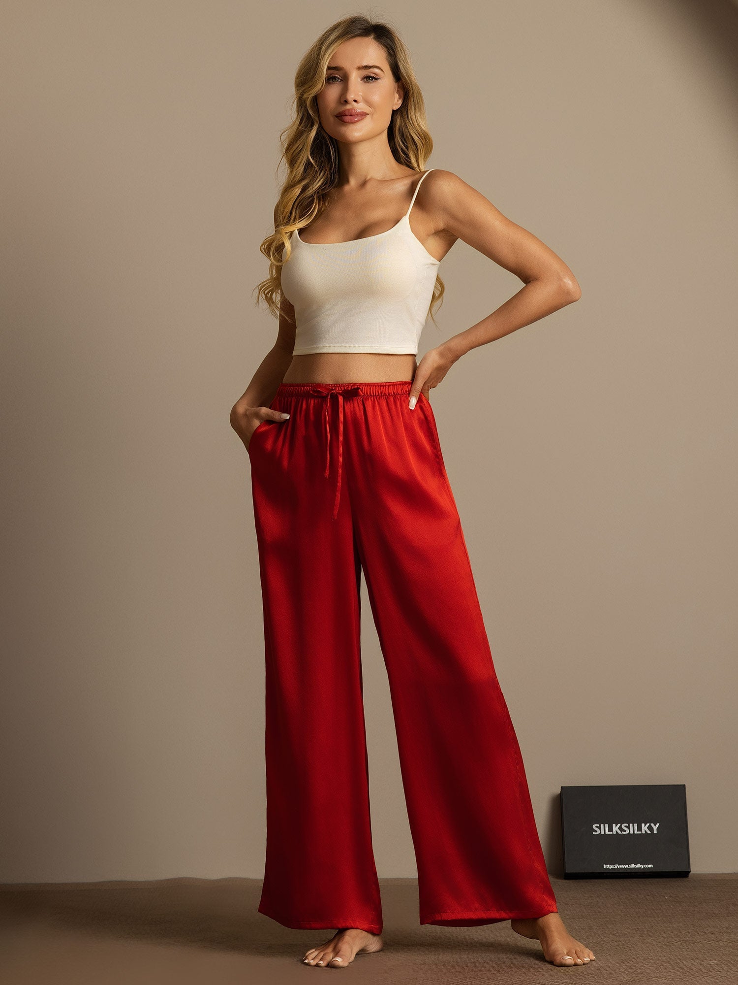 [خمر] SilkSilky-SA الحرير الخالص Womens Pants 003,
