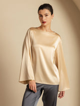 [شامبانيا] SilkSilky-SA Long Sleeve Boat Neck بلوزة 005
