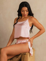 [لون القرنفل] SilkSilky-SA Spaghetti Strap مجموعة قميص قصير 002