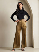 [أسود] SilkSilky-SA Long Sleeve Turtle Neck تي شيرت نسائية 008