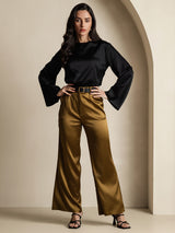 [أسود] SilkSilky-SA Long Sleeve Boat Neck بلوزة 007