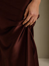 [قهوة] SilkSilky-SA Cap Sleeve فساتين نسائية 005