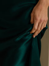 [أخضر غامق] SilkSilky-SA Sleeveless V Neck فساتين نسائية 005