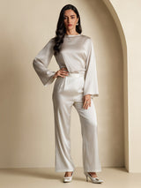 [رمادي فاتح] SilkSilky-SA Long Sleeve Boat Neck بلوزة 007