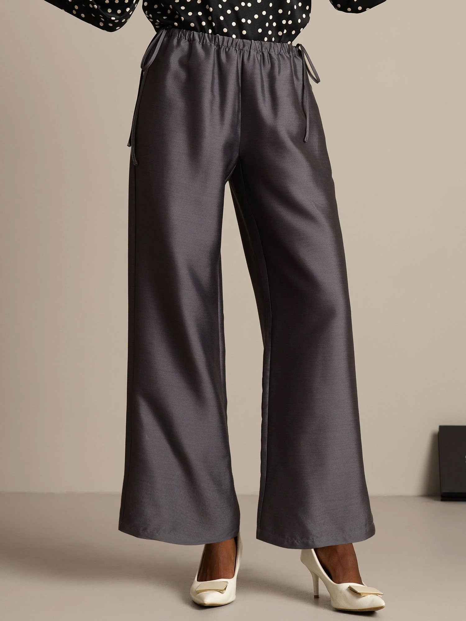[رمادي] SilkSilky-SA 32Momme الحرير Womens Pants 005,