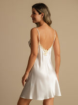 [أبيض] SilkSilky-SA Sleeveless V Neck باس النوم 002