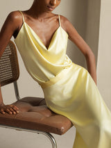 [أصفر فاتح] SilkSilky-SA Spaghetti Strap Cowl Neck Women's Outfit Sets 008