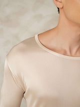 [تان (بني فاتح)] SilkSilky-SA Long Sleeve Round Neck ملابس داخلية طويلة للرجال 005